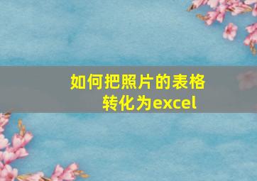 如何把照片的表格转化为excel