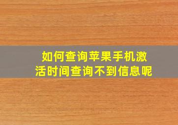 如何查询苹果手机激活时间查询不到信息呢