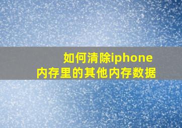 如何清除iphone内存里的其他内存数据