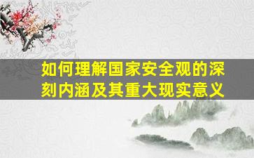 如何理解国家安全观的深刻内涵及其重大现实意义