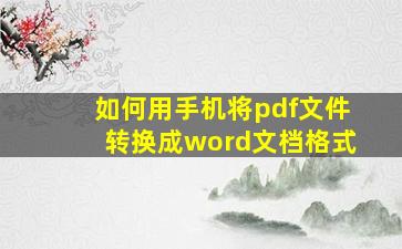 如何用手机将pdf文件转换成word文档格式