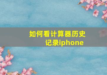 如何看计算器历史记录iphone