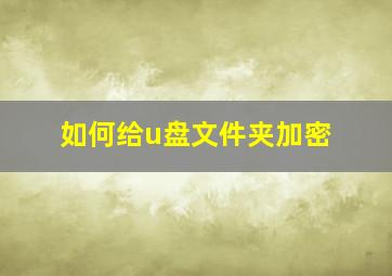 如何给u盘文件夹加密