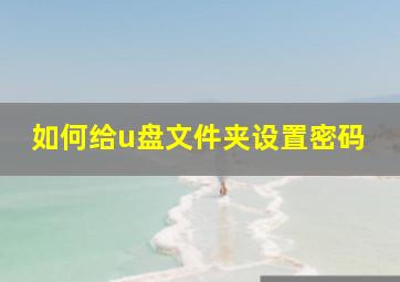 如何给u盘文件夹设置密码