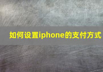 如何设置iphone的支付方式