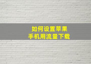 如何设置苹果手机用流量下载