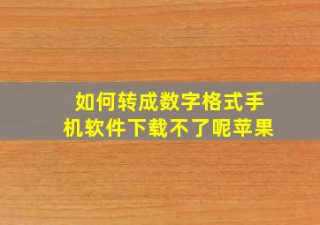 如何转成数字格式手机软件下载不了呢苹果