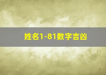 姓名1-81数字吉凶