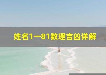 姓名1一81数理吉凶详解