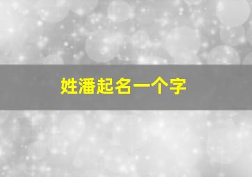 姓潘起名一个字