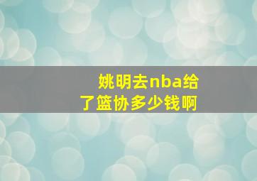 姚明去nba给了篮协多少钱啊