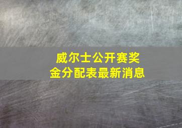 威尔士公开赛奖金分配表最新消息