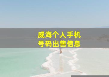 威海个人手机号码出售信息