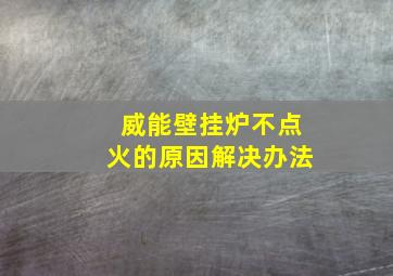 威能壁挂炉不点火的原因解决办法