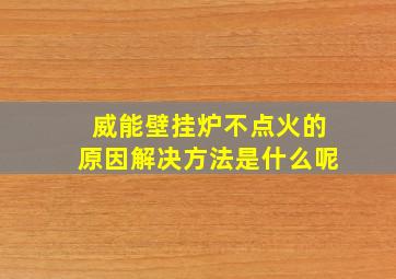 威能壁挂炉不点火的原因解决方法是什么呢