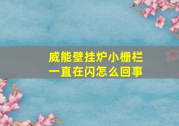 威能壁挂炉小栅栏一直在闪怎么回事