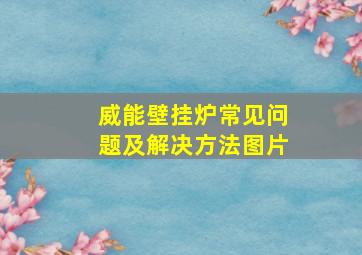 威能壁挂炉常见问题及解决方法图片