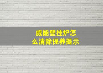 威能壁挂炉怎么清除保养提示