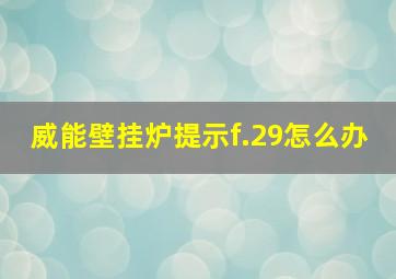 威能壁挂炉提示f.29怎么办