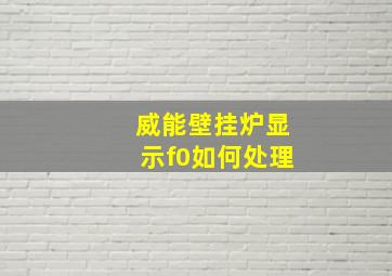 威能壁挂炉显示f0如何处理