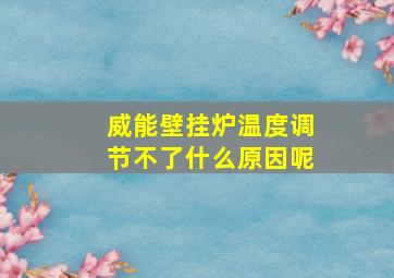 威能壁挂炉温度调节不了什么原因呢