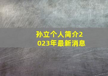 孙立个人简介2023年最新消息