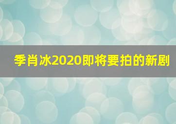 季肖冰2020即将要拍的新剧