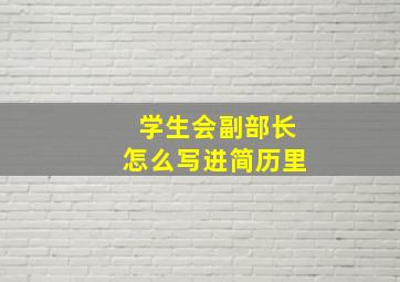 学生会副部长怎么写进简历里