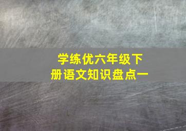 学练优六年级下册语文知识盘点一