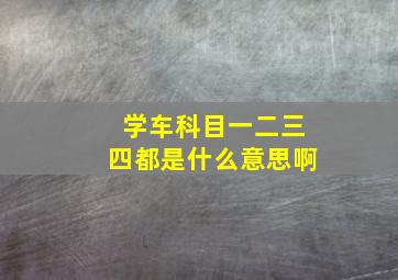 学车科目一二三四都是什么意思啊