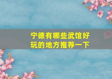 宁德有哪些武馆好玩的地方推荐一下