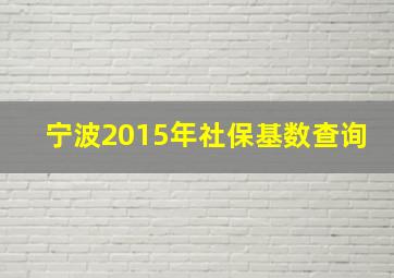 宁波2015年社保基数查询