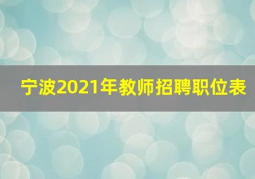 宁波2021年教师招聘职位表