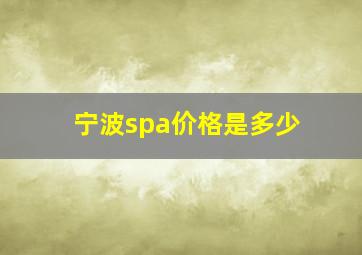 宁波spa价格是多少