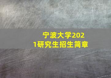 宁波大学2021研究生招生简章