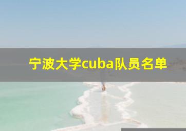 宁波大学cuba队员名单