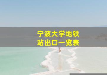 宁波大学地铁站出口一览表