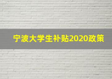 宁波大学生补贴2020政策