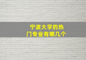 宁波大学的热门专业有哪几个