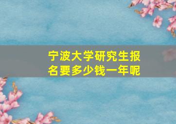 宁波大学研究生报名要多少钱一年呢