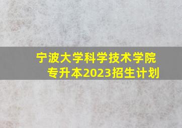 宁波大学科学技术学院专升本2023招生计划