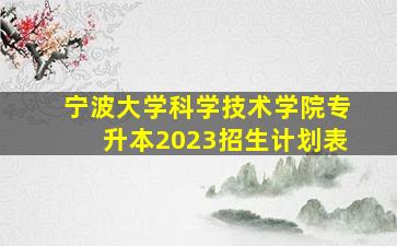 宁波大学科学技术学院专升本2023招生计划表