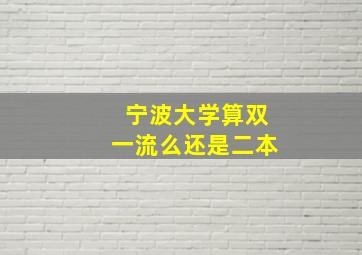 宁波大学算双一流么还是二本