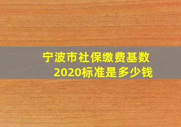 宁波市社保缴费基数2020标准是多少钱