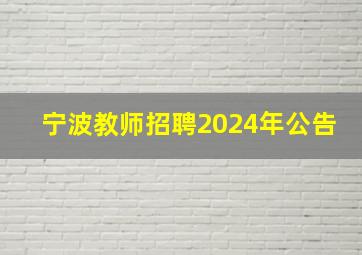 宁波教师招聘2024年公告