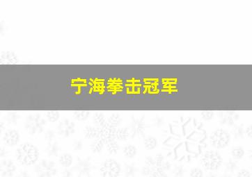 宁海拳击冠军