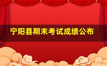 宁阳县期末考试成绩公布