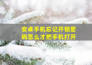 安卓手机忘记开锁密码怎么才把手机打开