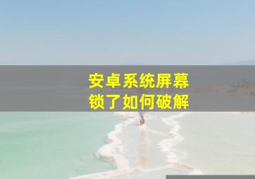 安卓系统屏幕锁了如何破解