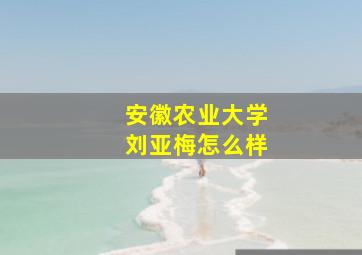 安徽农业大学刘亚梅怎么样